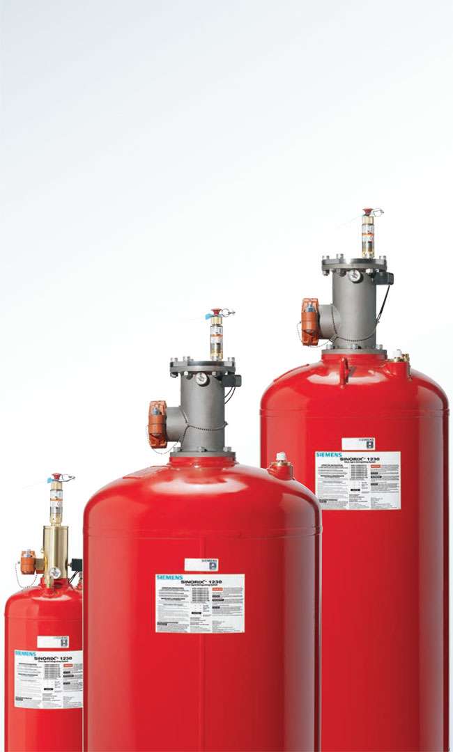 3 red sinorex 1230 tanks from Siemens for inert fire suppression