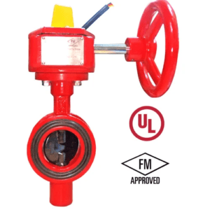 butterfly valve with UL & FM accreditation in a white background