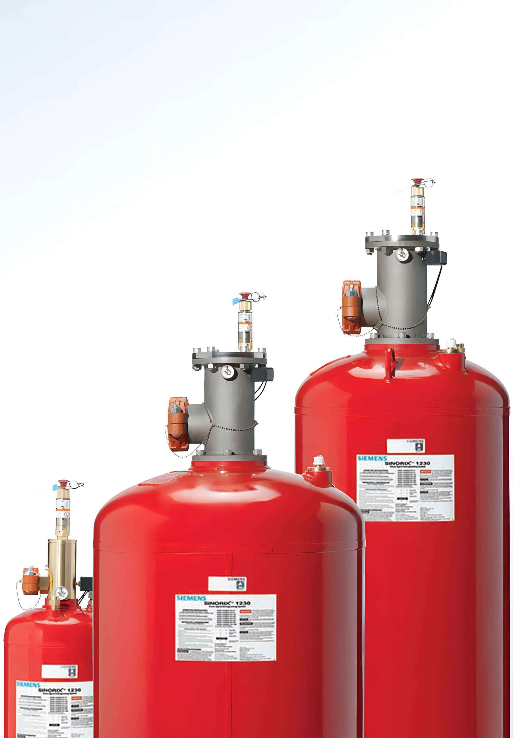 siemens sinorex fire suppression tank in red